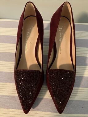 Ann Marino Burgundy Pointed Toe Embellished Heels